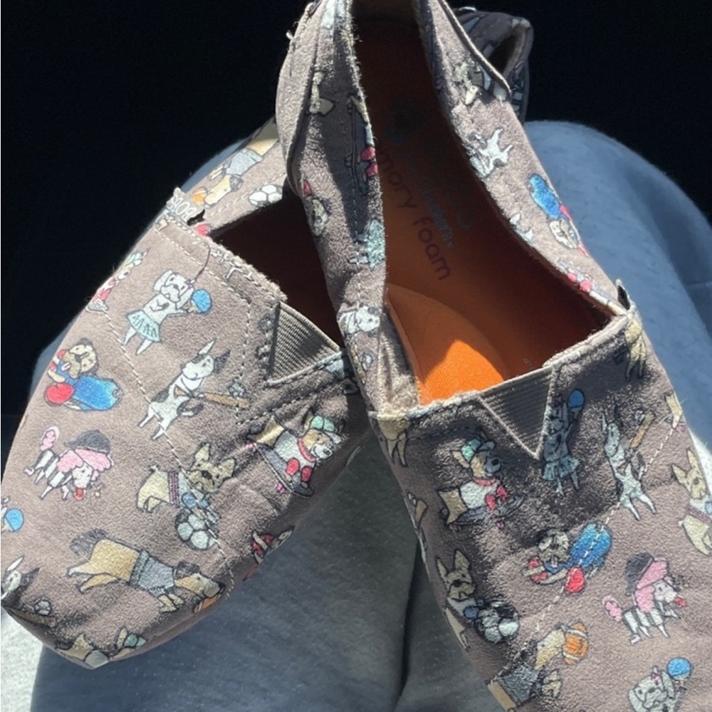 BOBS from Skechers Gray Printed flat memory foam shoes with doggie 🐶 design